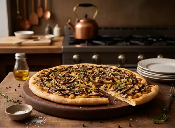 Vegan Mushroom and Caramelized Onion Flatbread — Alternate view