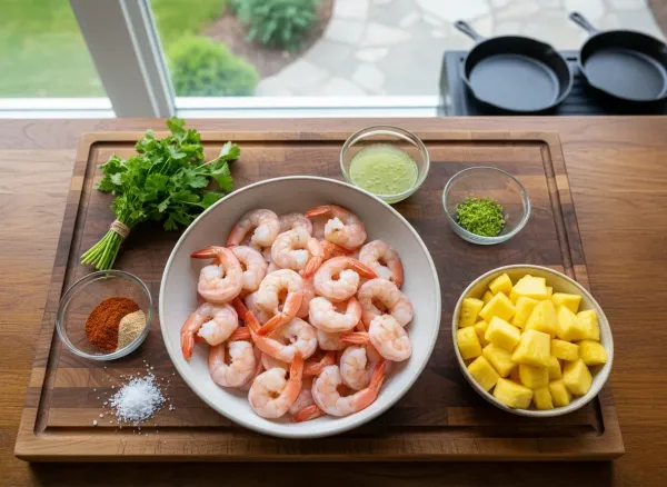 Chili-Lime Grilled Shrimp and Pineapple Skewers — Ingredients view