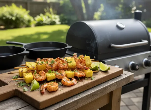 Chili-Lime Grilled Shrimp and Pineapple Skewers — Alternate view