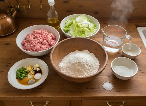 Classic Pork and Cabbage Potstickers from Scratch — Ingredients view