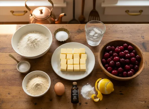 Rustic Sour Cherry and Almond Galette — Ingredients view