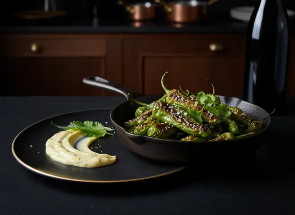 Blistered Shishito Peppers with Yuzu Kosho Mayo