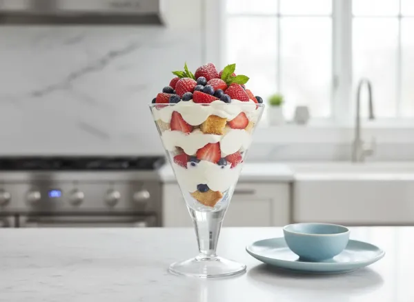 Red, White, and Blue Mixed Berry Trifle