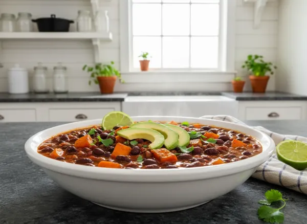 Slow Cooker Vegan Black Bean & Sweet Potato Chili