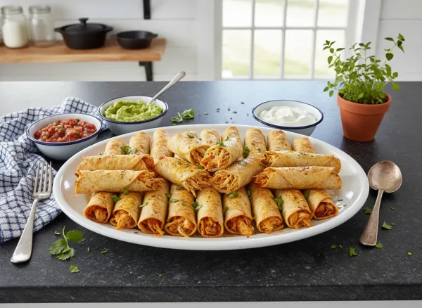 Crispy Baked Chicken Taquitos — Overhead view