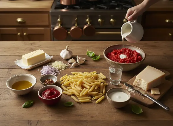 Quick Weeknight Penne alla Vodka — Ingredients view