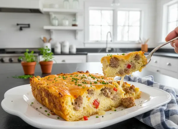 Classic Make-Ahead Sausage and Hashbrown Breakfast Casserole — Alternate view