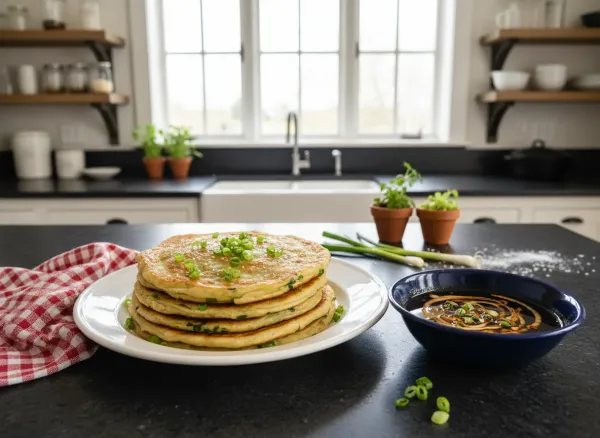 Classic Chinese Scallion Pancakes (Cong You Bing) — Overhead view