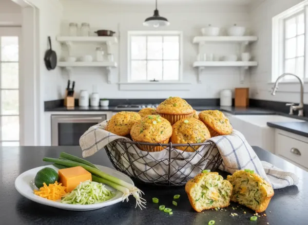 Savory Zucchini, Cheddar, and Black Pepper Muffins — Alternate view