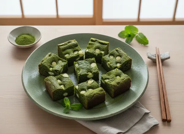 Matcha Mochi Brownies — Overhead view