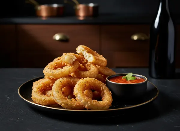 Beer-Battered Vidalia Rings with Sriracha Aioli
