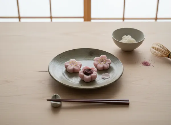 Artisan Japanese Nerikiri Wagashi — Overhead view