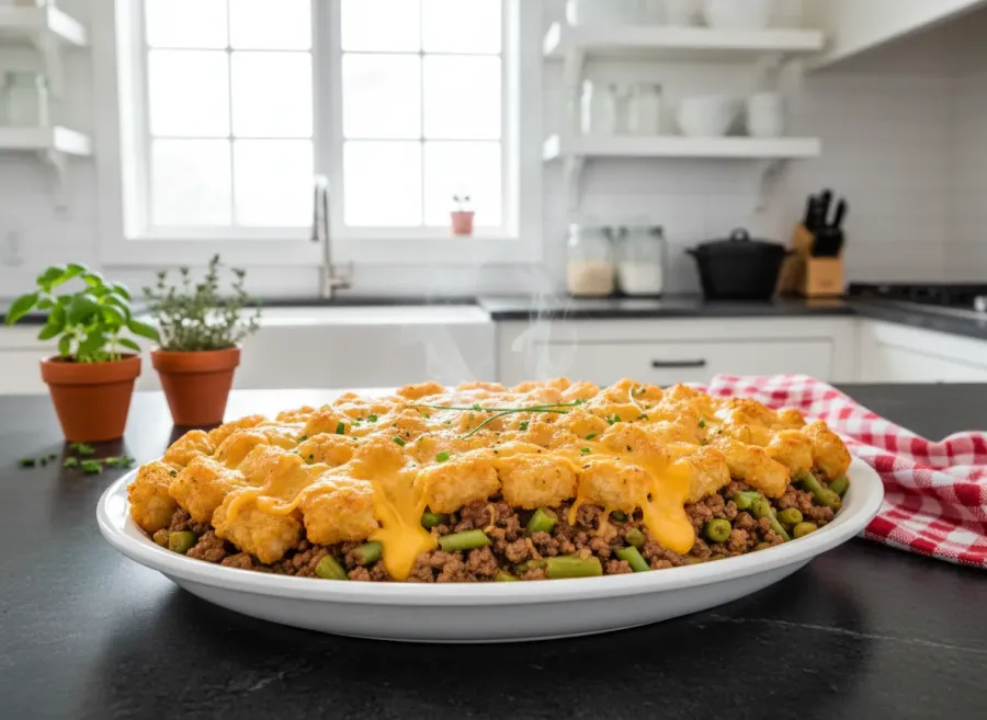 Classic Midwestern Tater Tot Hotdish