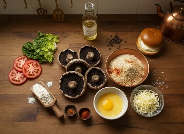 Crispy Cheese-Stuffed Portobello Burgers — Ingredients view