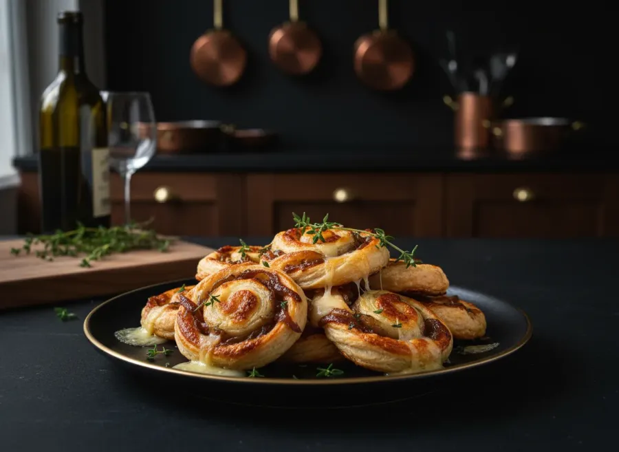 Gruyère and Caramelized Onion Puff Pastry Twists