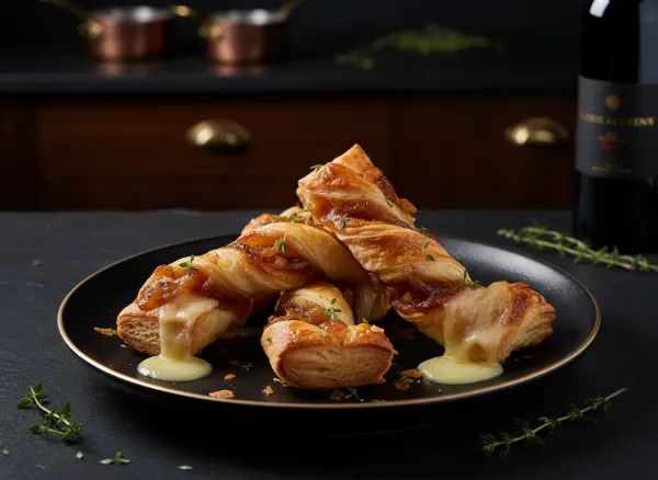 Gruyère and Caramelized Onion Puff Pastry Twists — Alternate view