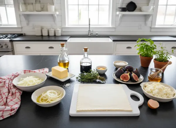 Fig, Caramelized Onion, and Goat Cheese Tartlets — Ingredients view
