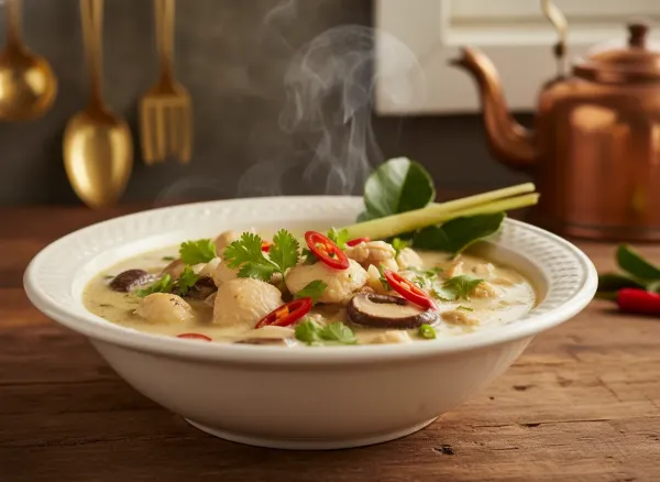 Authentic Tom Kha Gai (Thai Coconut Poached Chicken Soup) — Alternate view