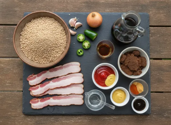 Bourbon Bacon Slow-Braised Baked Beans — Ingredients view