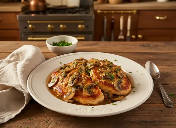 Classic Chicken Marsala — Overhead view