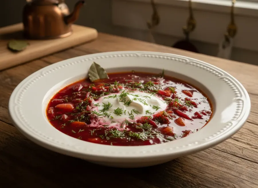 Traditional Vegetarian Ukrainian Borscht