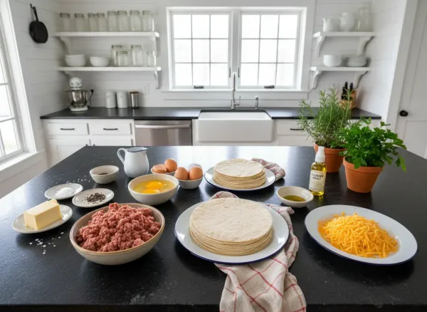 Freezer-Friendly Sausage & Egg Breakfast Quesadillas — Ingredients view
