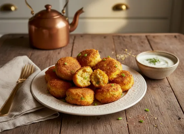 Spicy Fried Hush Puppies — Overhead view