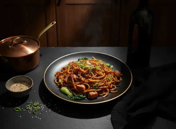 Ultimate Takeout-Style Chicken Lo Mein — Overhead view