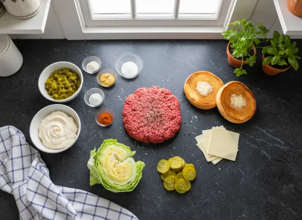 Homemade Double Smashburger with Secret Sauce — Ingredients view
