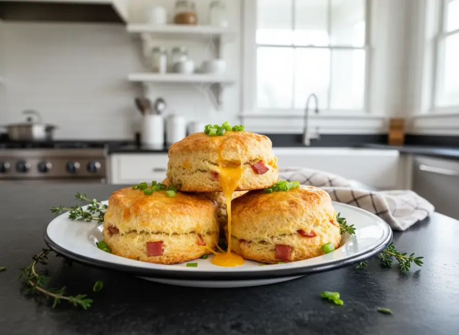 Ham, Cheddar, and Scallion Savory Scones