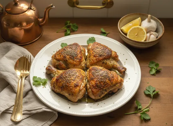 Crispy Air Fryer Za'atar Chicken Thighs — Overhead view