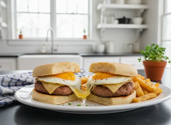 Classic Sausage and Egg Breakfast Sandwich — Alternate view