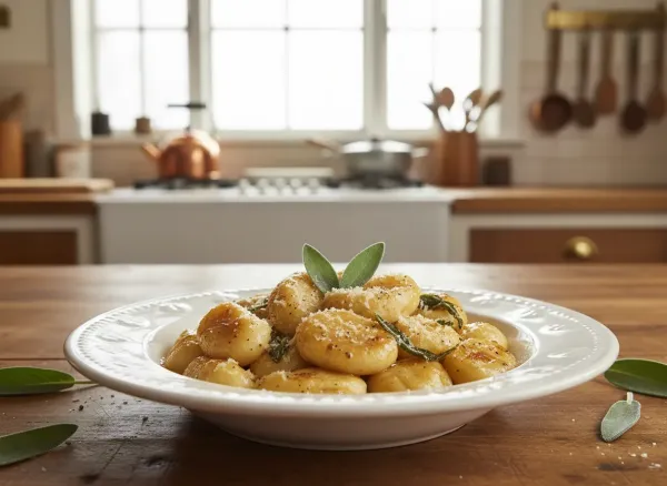 Homemade Ricotta Gnocchi with Brown Butter Sage Sauce — Alternate view