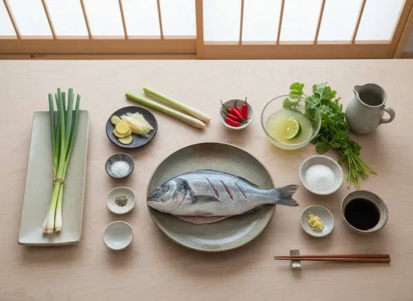 Lemongrass Steamed Branzino with Chili Lime Nuoc Cham — Ingredients view