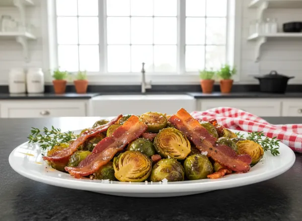 Maple-Roasted Brussels Sprouts with Bacon