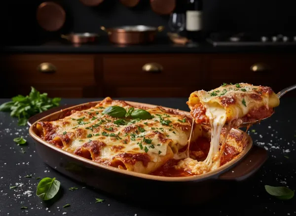 Classic Pizzeria Baked Manicotti — Alternate view