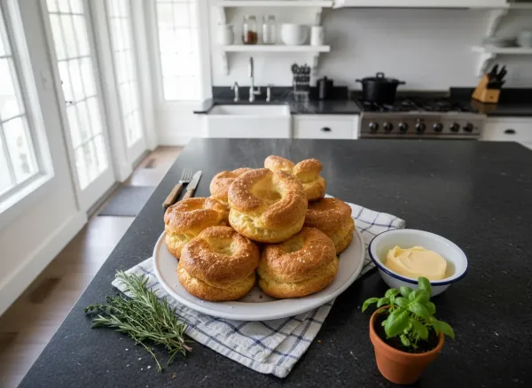 Sky-High Sourdough Popovers — Overhead view