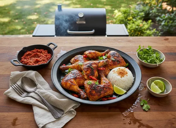 Authentic Indonesian Ayam Bakar (Grilled Chicken) — Overhead view