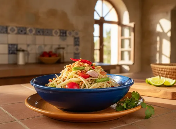 Traditional Thai Green Papaya Salad (Som Tum)