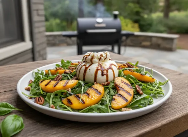 Grilled Peach and Burrata Salad — Alternate view