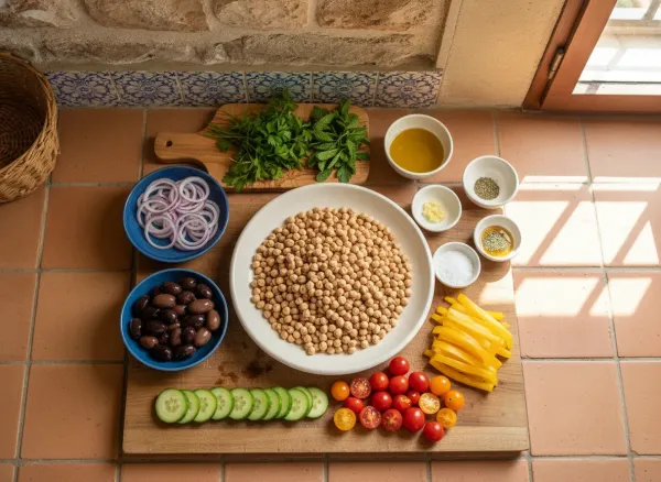 Make-Ahead Mediterranean Chickpea Mason Jar Salad — Ingredients view