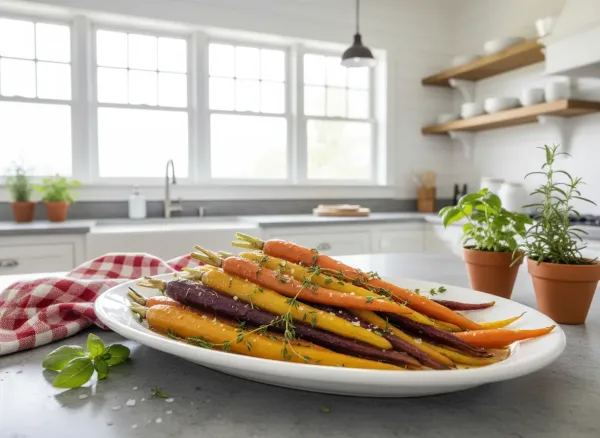 Honey-Thyme Glazed Whole Roasted Rainbow Carrots