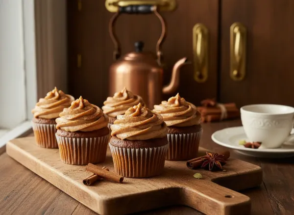 Spiced Chai Cupcakes with Brown Butter Cream Cheese Frosting