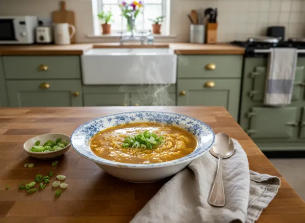 Soothing Egg Drop Soup — Overhead view