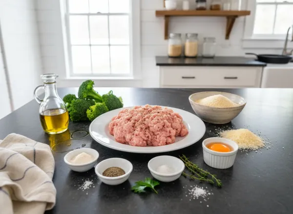 Sheet Pan Turkey Meatballs and Garlic-Parmesan Broccoli — Ingredients view