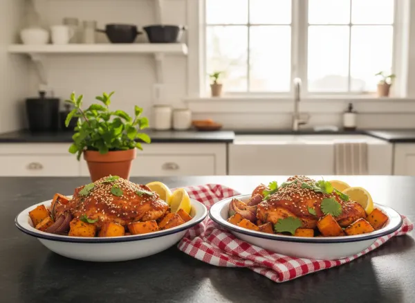 Harissa Chicken and Root Vegetable Sheet Pan Meal Prep — Alternate view