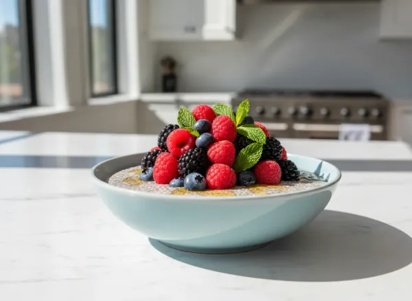 Overnight Chia Seed Pudding with Fresh Berries