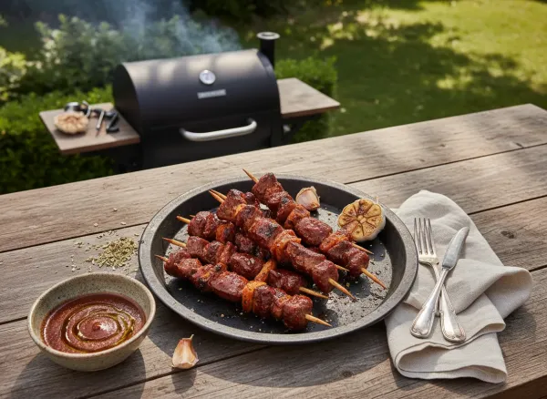 Traditional Peruvian Anticuchos — Overhead view