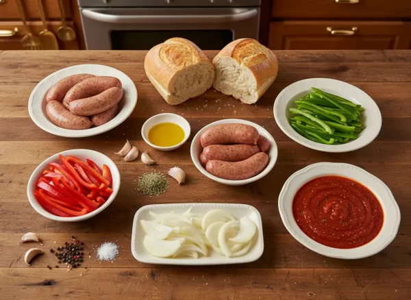 Italian Sausage and Peppers Hero — Ingredients view