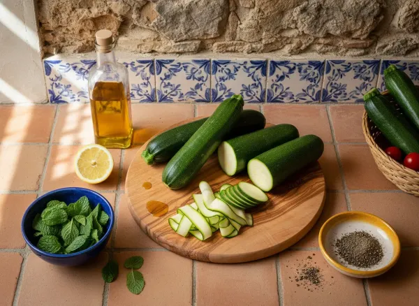 Sautéed Zucchini Ribbons with Fresh Mint — Ingredients view